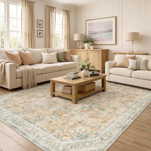 Vista 18 de jinchan Alfombra vintage de 2 x 3 pies para entrada, lavable, diseño floral romántico, tapete pequeño antideslizante, tapete ligero de bajo perfil