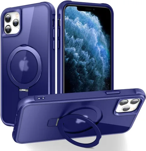 Vista 139 de CHAOFEnG - Funda compatible con iPhone 11 con soporte, color negro Fundas delgadas de grado militar para iPhone 11 con soporte de anillo