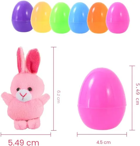 Vista 4 de Paquete de 18 huevos de Pascua rellenos con mini animales de peluche para niños, cesta de Pascua, búsqueda de huevos de Pascua, recuerdo de fiesta