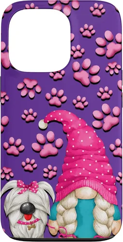 Vista 9 de iPhone 11 - Cosas de gnomo púrpura para mujer, patrón de pata rosa para perro, mamá