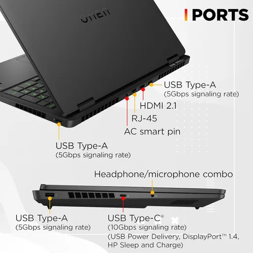 Vista 6 de HP OMEN 16 - Laptop para juegos, Intel Core Ultra 9 285H (>i9-14900), GeForce RTX 5070, PC AI Copilot IPS de 16 pulgadas 144Hz, 32 GB DDR5 RAM, SSD