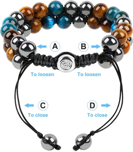 Vista 25 de Pulsera de triple protección, ojo de tigre malvado de ojo y obsidiana negra de 0.315 in, pulsera curativa para hombres y mujeres, pulsera curativa