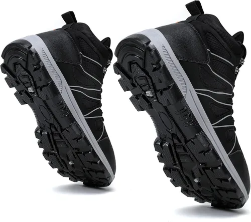 Vista 4 de Botas de senderismo para hombre, tenis de caña alta, de tobillo medio, senderismo, montañismo, botas para exteriores, zapatos altos