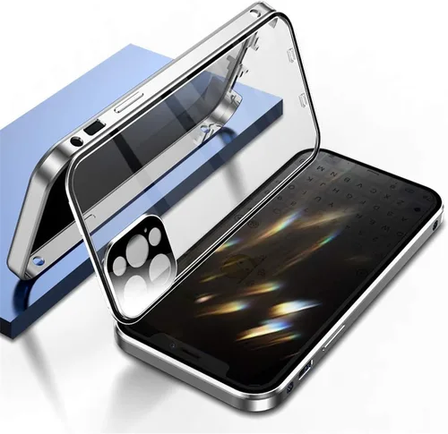 Vista 11 de Funda antiespía doble con bloqueo de seguridad para iPhone 11 Pro, carcasa de aluminio con protector de pantalla para lente de cámara, protección