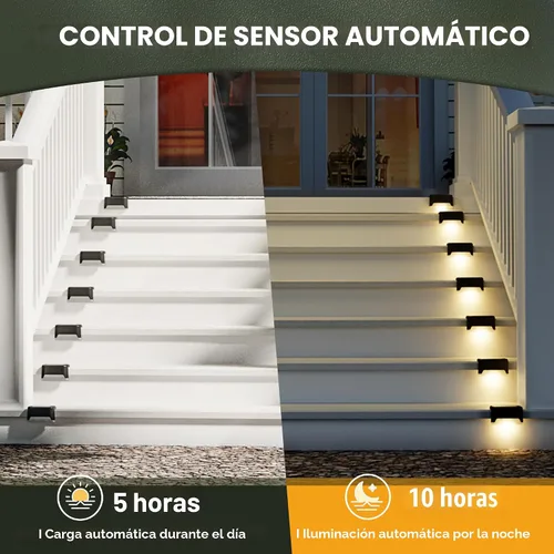 Vista 2 de SOLPEX - Luces solares para cubierta al aire libre, impermeables, paquete de 12 unidades, luces LED para escalones, terraza, vallas, patios