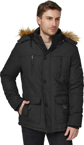 Vista 3 de WenVen - Chaqueta de invierno con capucha para hombre, estilo parka