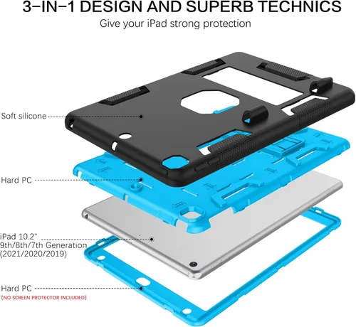 Vista 3 de BENTOBEN Funda para iPad de 9ª generación, funda para iPad de 8ª generación, funda para iPad de 7ª generación, iPad 10.2 2021/2020/2019, funda