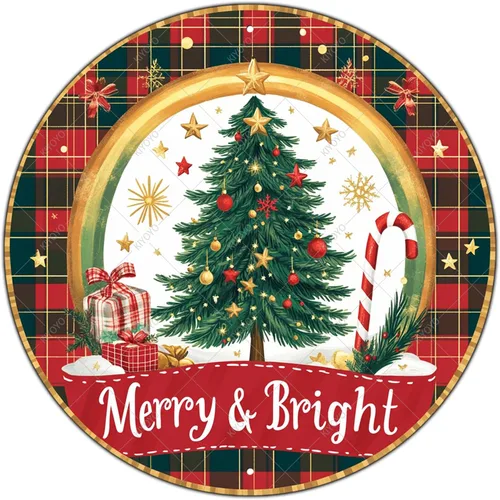 Vista 15 de Letrero redondo de metal rústico para decoración de pared, placa de decoración de pared con texto en inglés "Merry Christmas" azul y plateado