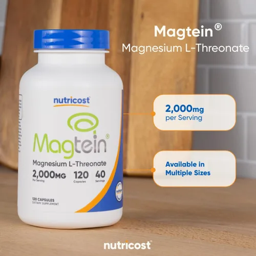 Vista 6 de Nutricost L-treonato de magnesio como Magtein 2000 mg, 120 cápsulas - Sin OGM, sin gluten, apto para vegetarianos