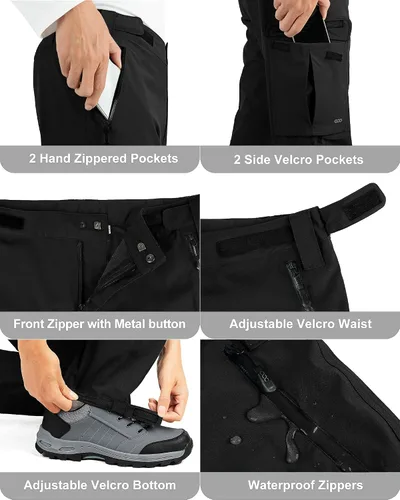 Vista 6 de 33,000ft Pantalones de lluvia para hombre, pantalones de senderismo Negro