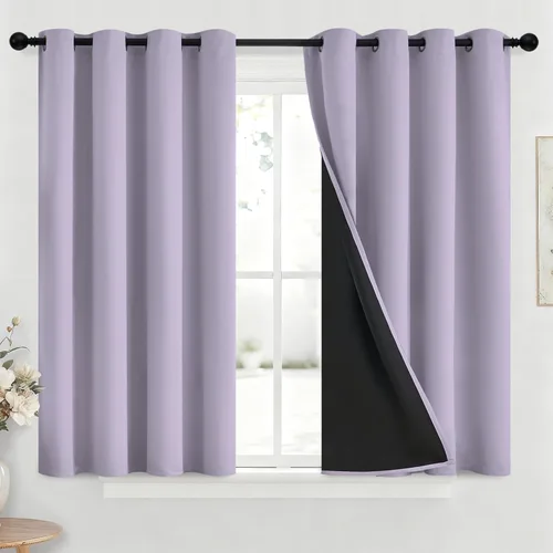 Vista 60 de Yakamok Cortinas negras, cortinas de ventana con aislamiento térmico y eficiencia energética para dormitorio, cortinas opacas completas y cortinas