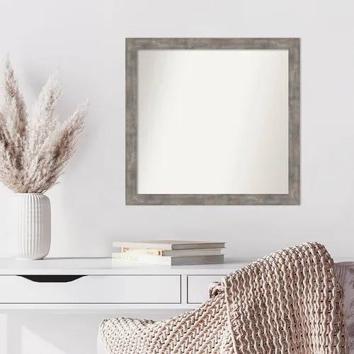 Vista 491 de Amanti Art Silver Bathroom Mirror for Over Sink, 26x35 Custom Made Marred Pewter Rectangle Vanity Mirror, Large Casual Wood Frame, Hangs Horizonally
