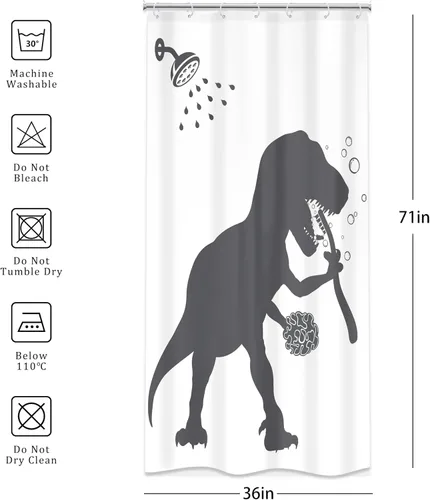 Vista 5 de LGhtyro Juego de Cortina de Ducha Divertida de Dinosaurio para Baño Pequeño 36Wx71H Pulgadas Dibujos Animados Niños Silueta de Dino Sombra de Animal