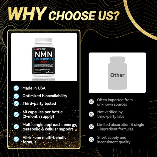 Vista 3 de NMN Complex Plus+ para mujeres y hombres con NAC, ácido alfa lipoico, CoQ10 y resveratrol, energía celular 5 en 1 y apoyo al envejecimiento