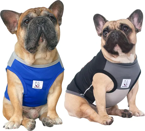 Vista 39 de iChoue - Camisetas de rayas de algodón 100% transpirable para Bulldog francés, chaleco de Halloween para perros medianos, camisetas Frenchie Pug