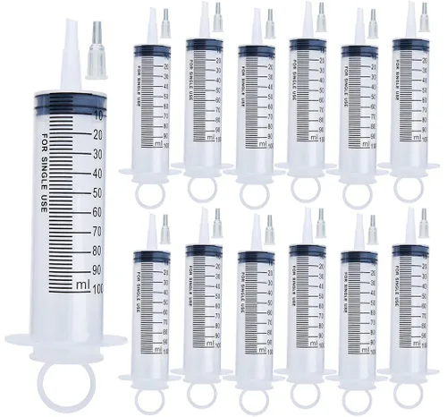 Vista 14 de Paquete de 24 jeringas de plástico de 0.0 fl oz con tapas, estériles, selladas individualmente para rellenar líquidos precisos, medir y alimentar