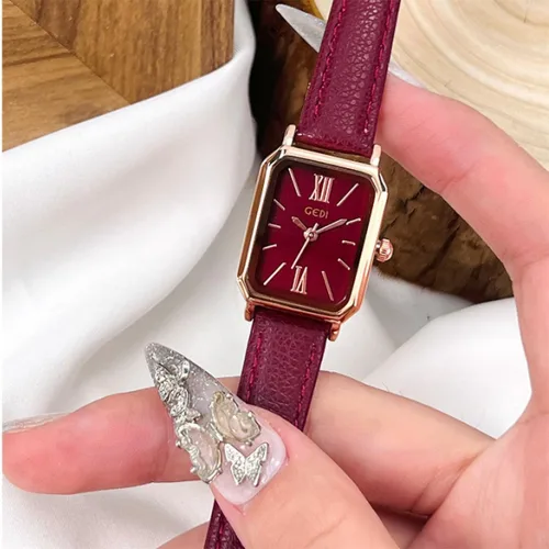 Vista 3 de TOOCAT Reloj de Pulsera para Mujer Mini Ultradelgado Elegante Cuadrado de Cuarzo con Correa de Cuero 30M Relojes Analógicos Impermeables