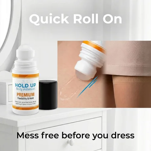 Vista 5 de Hold Up Body Adhesive Pegamento aplicador enrollable de alta calidad, pegamento para calcetines de compresión, medias, disfraces, ropa, resistente