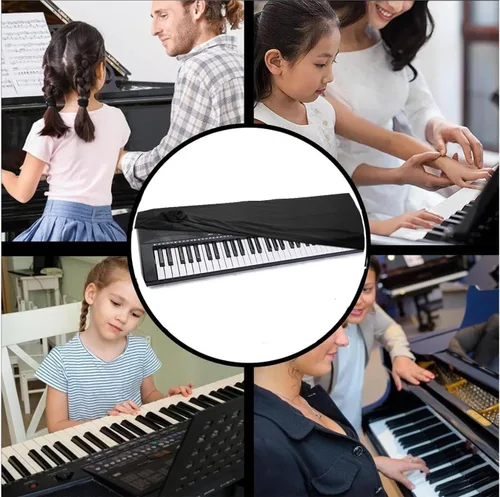 Vista 6 de Funda antipolvo para teclado de piano, 88 teclas, funda elástica para teclado electrónico con cierre de bloqueo de cable elástico (76-88 teclas)