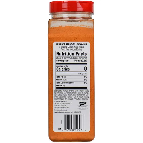 Vista 2 de Frank's RedHot Condimento Original, 21.2 oz - Un Recipiente de 21.2 Onzas de Mezcla de Condimento de Salsa Picante de Ajo Sabroso y Pimienta Cayena