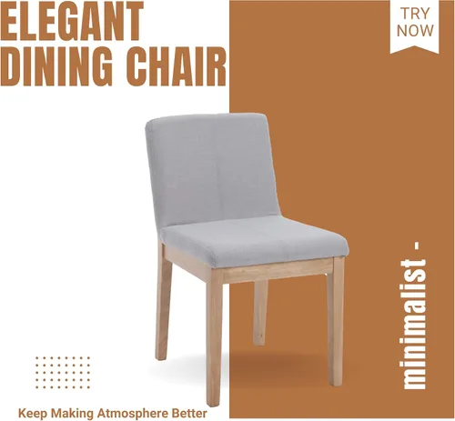 Vista 7 de Kmax Juego de 2 sillas de comedor, elegantes sillas de cocina rústicas de madera sin brazos, tapizadas para comedor, sala de estar, lino, gris