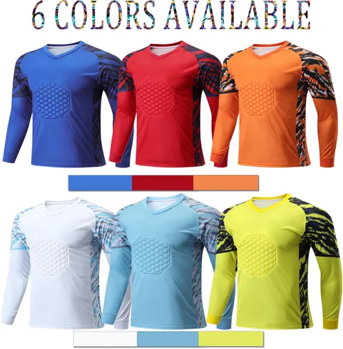 Vista 6 de Camiseta de portero personalizada Camiseta de portero de entrenamiento de fútbol deportivo Casavisitante Jersey de portero de fútbol Nombre