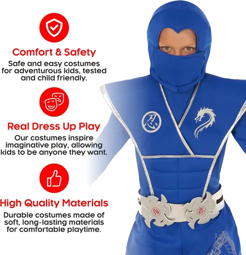Vista 3 de Morph - Disfraces de ninja para niños y niñas, disfraz de ninja de Halloween para niños