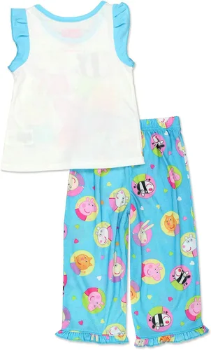 Vista 2 de Peppa Pig Pijama de poliéster suave para niñas pequeñas, Azul Patchwork