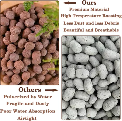 Vista 5 de Legigo 2 LB de piedras de arcilla Leca orgánicas para plantas, bolas de Leca 100% naturales de 4mm-16mm para plantas de interior, piedras de arcilla