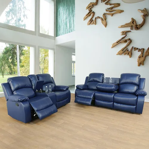 Vista 6 de Beverly Fine Furniture Alpine - Juego de sillón reclinable para sala de estar, sofá de dos piezas, color jengibre