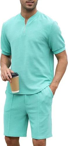 Vista 84 de FZNHQL Conjunto deportivo de moda para hombre, 2 piezas, casual, atlético, para correr, manga corta/larga, conjunto para hombre