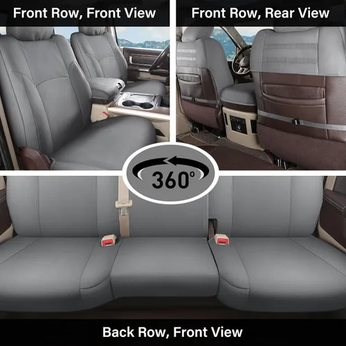 Vista 20 de Coverado Chevy Silverado - Juego completo de fundas de asiento de lona impermeables, apto para Silverado GMC Sierra 2007-2013 y 2019-2025 1500 Negro