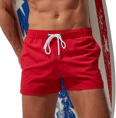 Vista 5 de Mens Summer Casual Short Pants Classic Fit Wide Legs Swim Trunks Outdoor Beach Pant Adjustable Drawstring