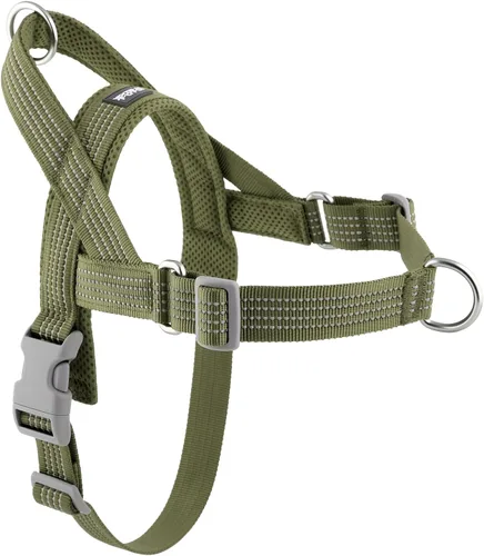 Vista 9 de Arnés sin tirones para perro con asa, ajustable, de malla suave, acolchado, reflectante, arnés para caminar con clip frontal para perros pequeños