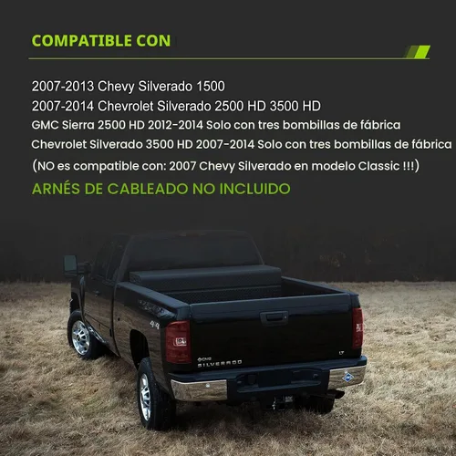 Vista 2 de Luces traseras compatibles con Chevy Silverado 1500 2500 HD 3500 HD 2007-2013 GMC Sierra 2500 HD 2012-2014 Luces traseras sin arnés de cableado Rojo