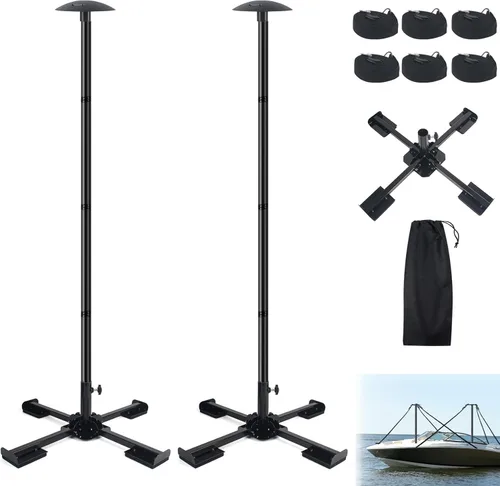 Vista 11 de Sistema de postes de soporte para cubierta de barco, postes ajustables de aluminio para cubierta de barco de 16 a 59 pulgadas, sistema de soporte