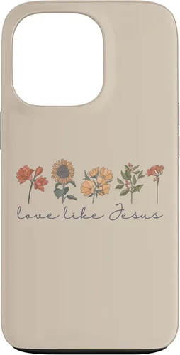 Vista 10 de Love Like Jesus - Carcasa para iPhone 17, diseño de flores y texto bíblico, religioso