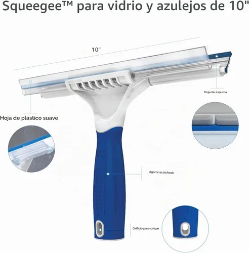 Vista 6 de Unger Professional Connect and Clean - Escobilla de ducha para vidrio y azulejos de 10 pulgadas, compatible con poste roscado estándar, suministros