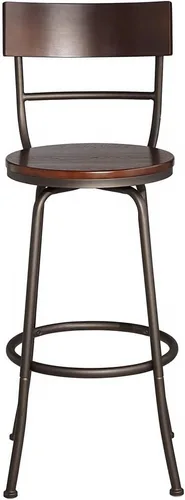 Vista 4 de Elm Lane Langdon - Taburete giratorio de metal de bronce con purpurina, color marrón, 29 pulgadas, madera de eucalipto industrial de abedul