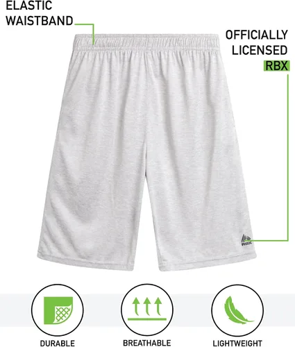 Vista 2 de RBX Pantalones cortos deportivos para niños, pantalones cortos de baloncesto con bolsillos, pantalones cortos de gimnasio para niños (8-16)