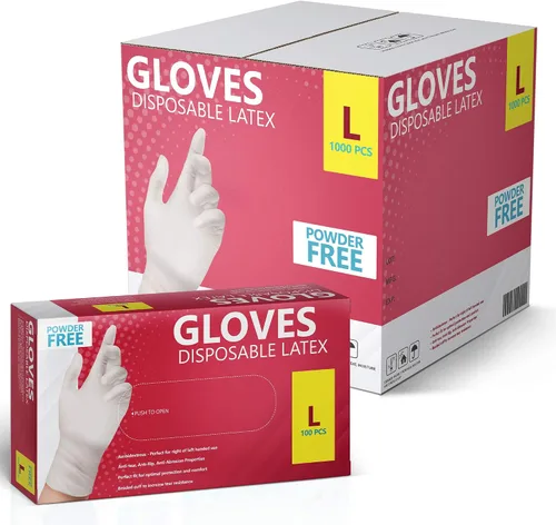 Vista 7 de Nuevos guantes desechables de látex, sin polvo, 100 por caja 1000 estuche Pequeño
