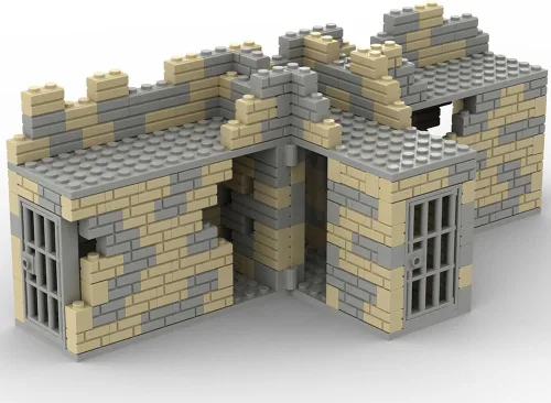 Vista 5 de Lemess Ruinas militares WW2 Ruins Juego de construcción de ruinas, 372 piezas WW2 Ruined Building Military Sets Compatible con WW2 Set