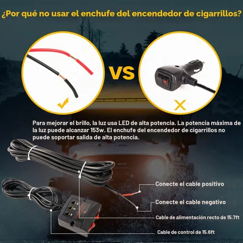 Vista 5 de ASPL Luces estroboscópicas de advertencia de emergencia de 49.2 pulgadas, 102 luces LED intermitentes impermeables de alta intensidad con 28 imanes