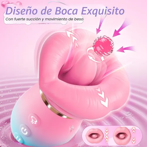 Vista 3 de Vibrador de juguete sexual para adultos para mujeres – Sovokn 5 en 1 vibrador de succión bucal rosa juguete sexual 10 lamiendo la lengua, 3 juguetes
