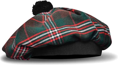 Vista 51 de Sombrero escocés Tam o Shanter Gorro escocés Tartan P.V Tartan (poliviscosa) Mezcla de lana con pompón Talla única para todos.
