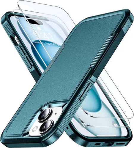 Vista 15 de Funda a prueba de golpes para iPhone 15, [Protección contra caídas de grado militar de 15 pies], con 2X [Protector de pantalla de vidrio templado]