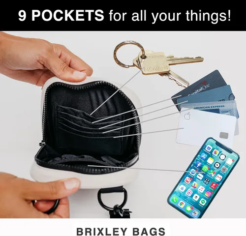 Vista 5 de Brixley Bolso Bandolera Cruzado Bolso de Viaje para Mujeres, Bolso Bandolera de 9 Bolsillos, Riñonera de 5 Posiciones Múltiples para Uso Diario