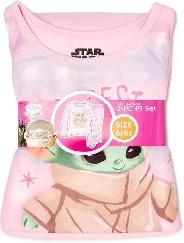Vista 2 de Disney Conjunto de pijama de 2 piezas para niñas Star Wars Baby Yoda, Rosado