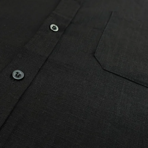 Vista 6 de Oyamiki Camisa de pesca de manga corta para hombre, ajuste regular, de lino, casual, con botones