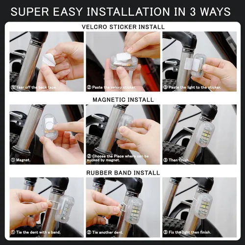 Vista 6 de SEISSO 8-Pack de luces estroboscópicas LED inalámbricas con control remoto anticolisión, carga USB, luces de advertencia de peligro, kit de luces